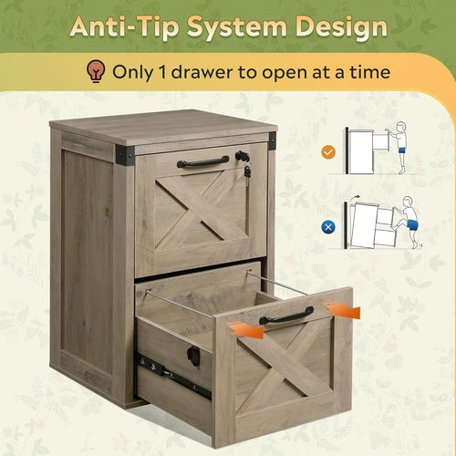 Archivador de madera con paneles en X de estilo rústico 