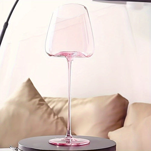 Weingläser aus Kristallglas „Pink Flamingo“ – Elegantes, schräg geschnittenes 2-teiliges Set