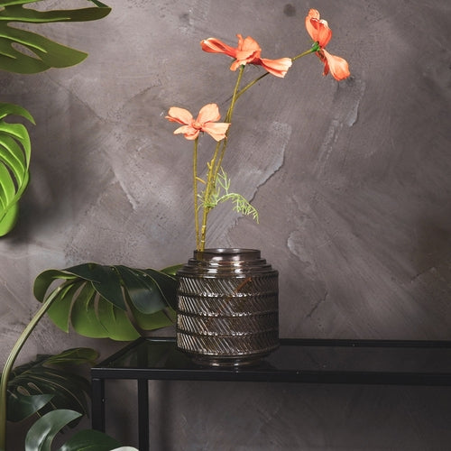 Jarrón de vidrio con patrón ahumado