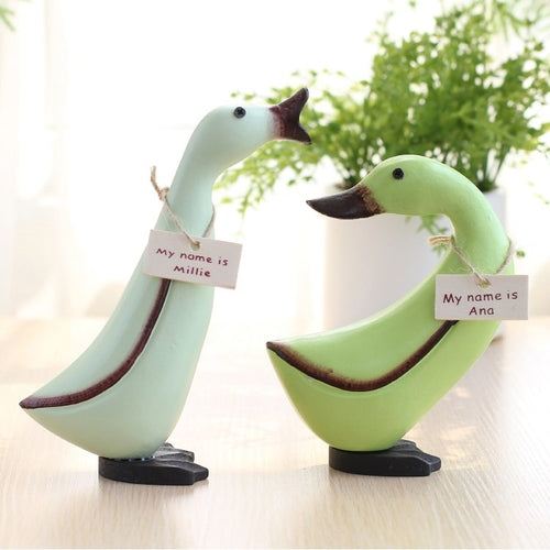 Juego de patos de madera: patos decorativos de madera tallados a mano