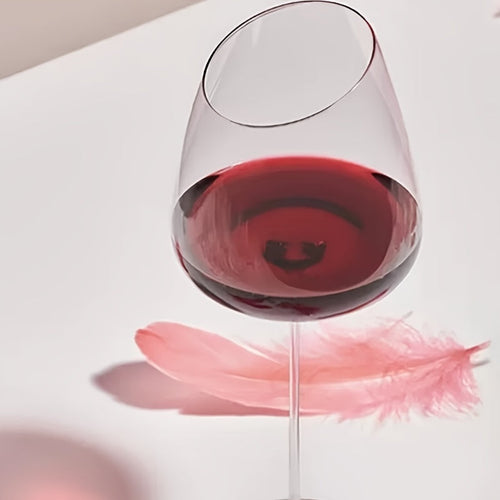 Weingläser aus Kristallglas „Pink Flamingo“ – Elegantes, schräg geschnittenes 2-teiliges Set