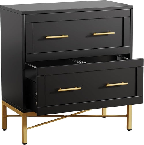 Noir Luxe Gold-Frame Lateral Filement Console
