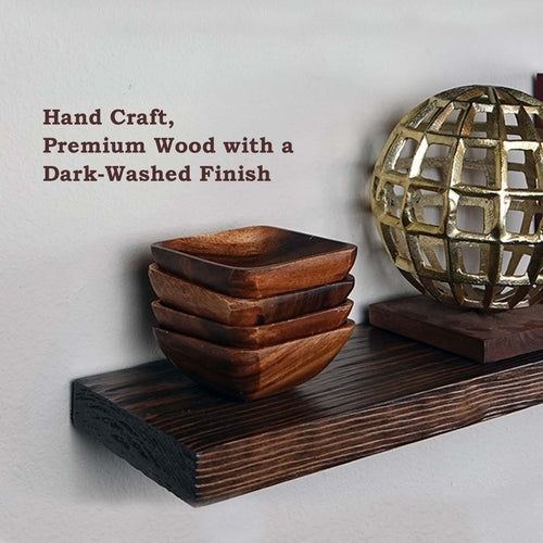 Estantería flotante Tomlin en nogal oscuro (dúo) – Expositor de pared artesanal de estilo rústico