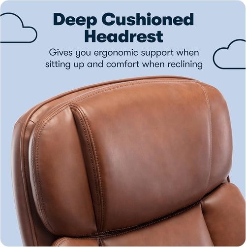 Silla ejecutiva Fairbanks Luxe con respaldo alto en color coñac