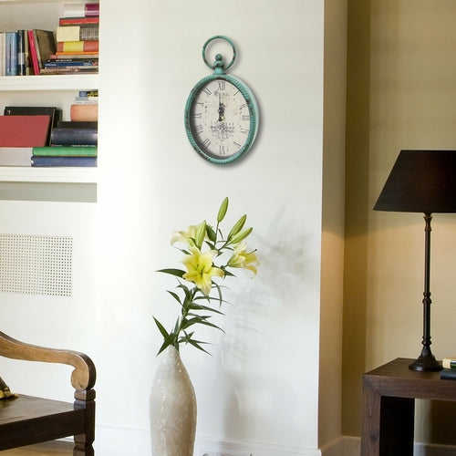 Reloj de pared de metal ovalado de estilo vintage 