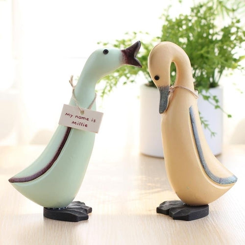 Juego de patos de madera: patos decorativos de madera tallados a mano