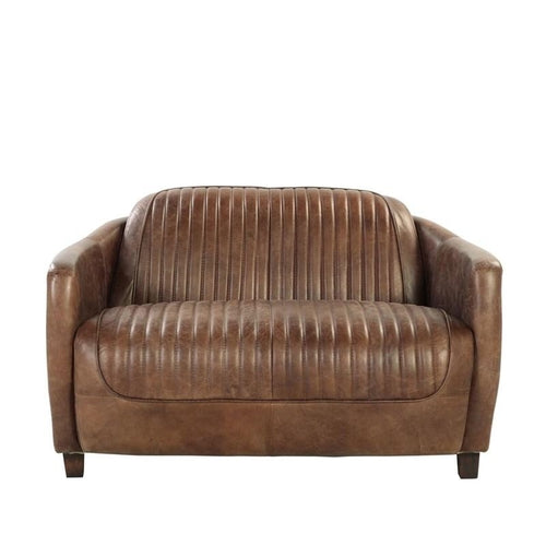 Holden Retro Brown Leather Loveseat
