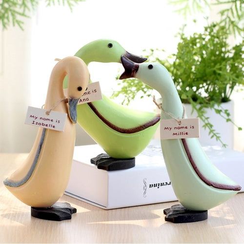 Juego de patos de madera: patos decorativos de madera tallados a mano