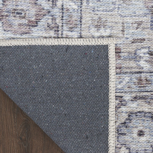 Alfombra floral azul y rosa 