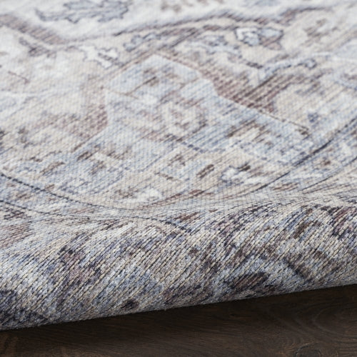 Alfombra floral azul y rosa 