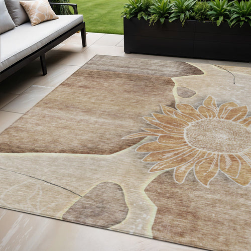 Alfombra lavable floral para interior y exterior 