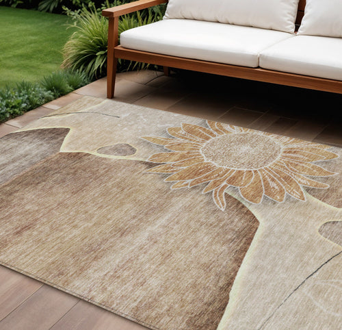Alfombra lavable floral para interior y exterior 