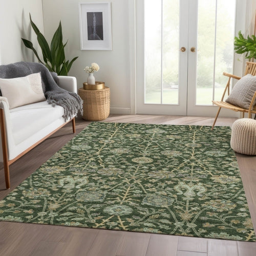 Floral Washable Indoor/Outdoor Rug