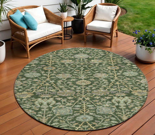 Floral Washable Indoor/Outdoor Rug