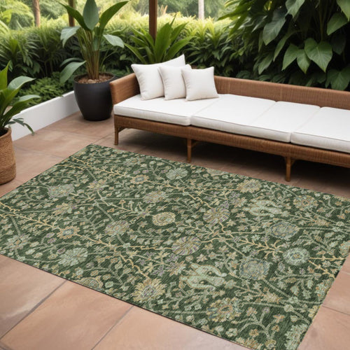 Floral Washable Indoor/Outdoor Rug