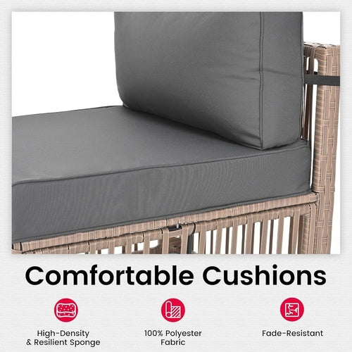 Modulares Rattan-Ecksofa-Set mit verstellbaren Ecksesseln, 7-teilig