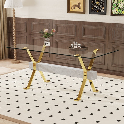 Mesa de comedor de cristal Aurelia