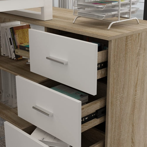 Escritorio ejecutivo en forma de L de nogal Aldercrest