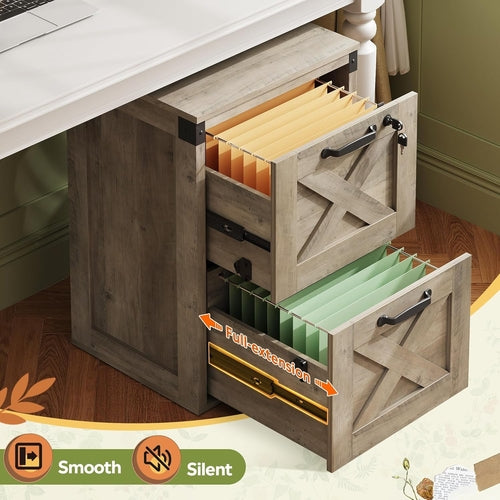 Aktenschrank aus Holz im Landhausstil mit X-förmigen Paneelen 