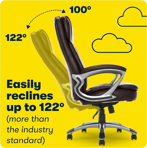 Silla ejecutiva Fairbanks Grand: asiento de oficina grande y alto de cuero con respaldo alto