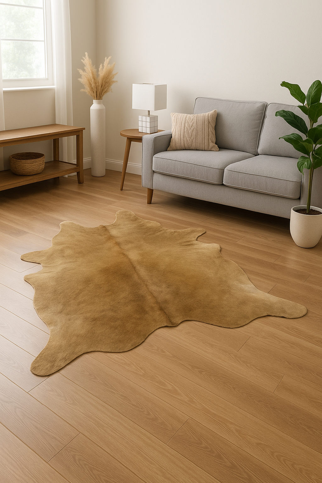 Alfombra de piel de vaca color topo 