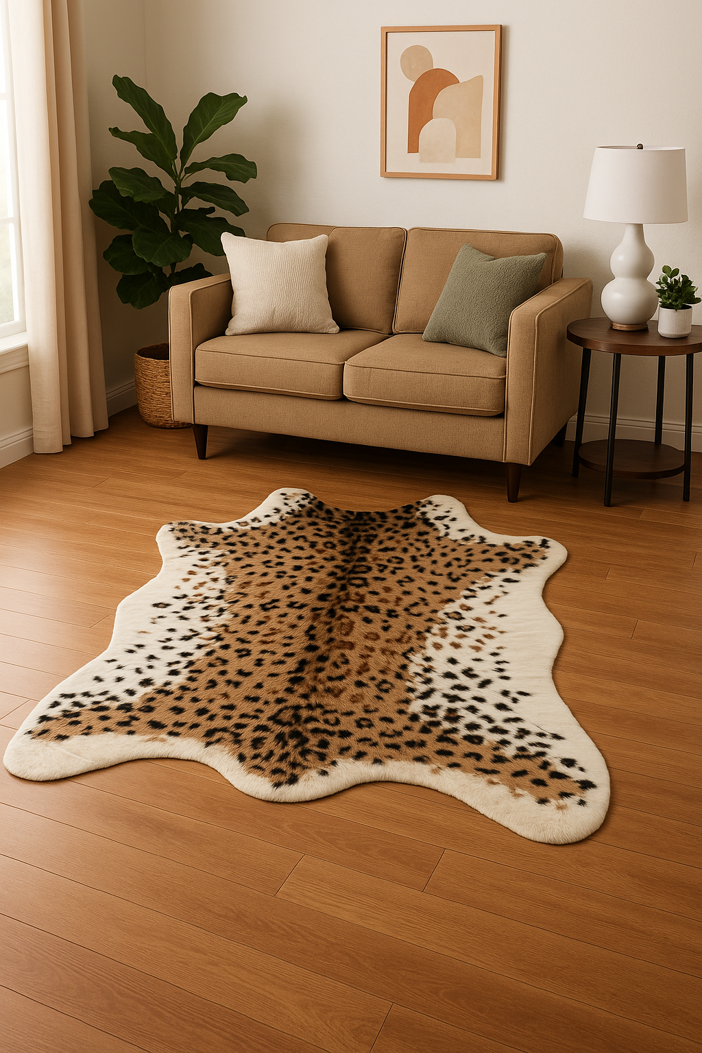 Alfombra de piel sintética con estampado de leopardo 