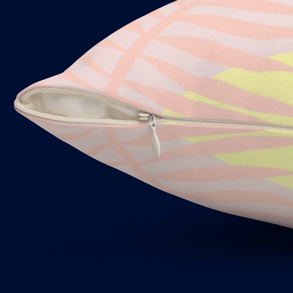 Cojín cuadrado con estampado de hojas verdes 