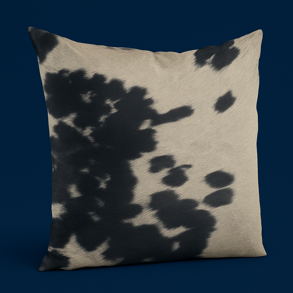 Black Cowhide Print Luxury Throw Pillow