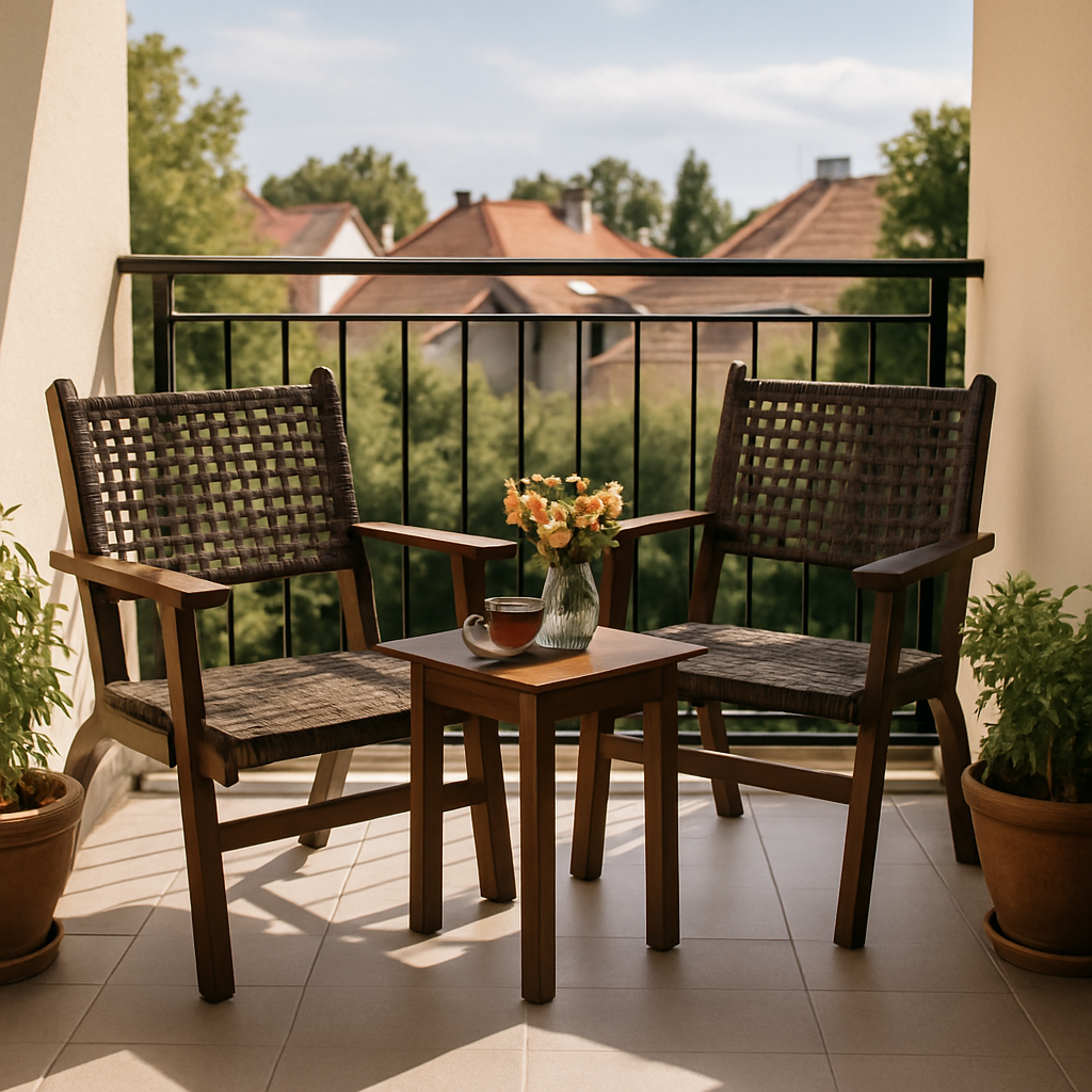 Sundara 3-teiliges Outdoor-Sitzgruppen-Set aus Holz und Rattan