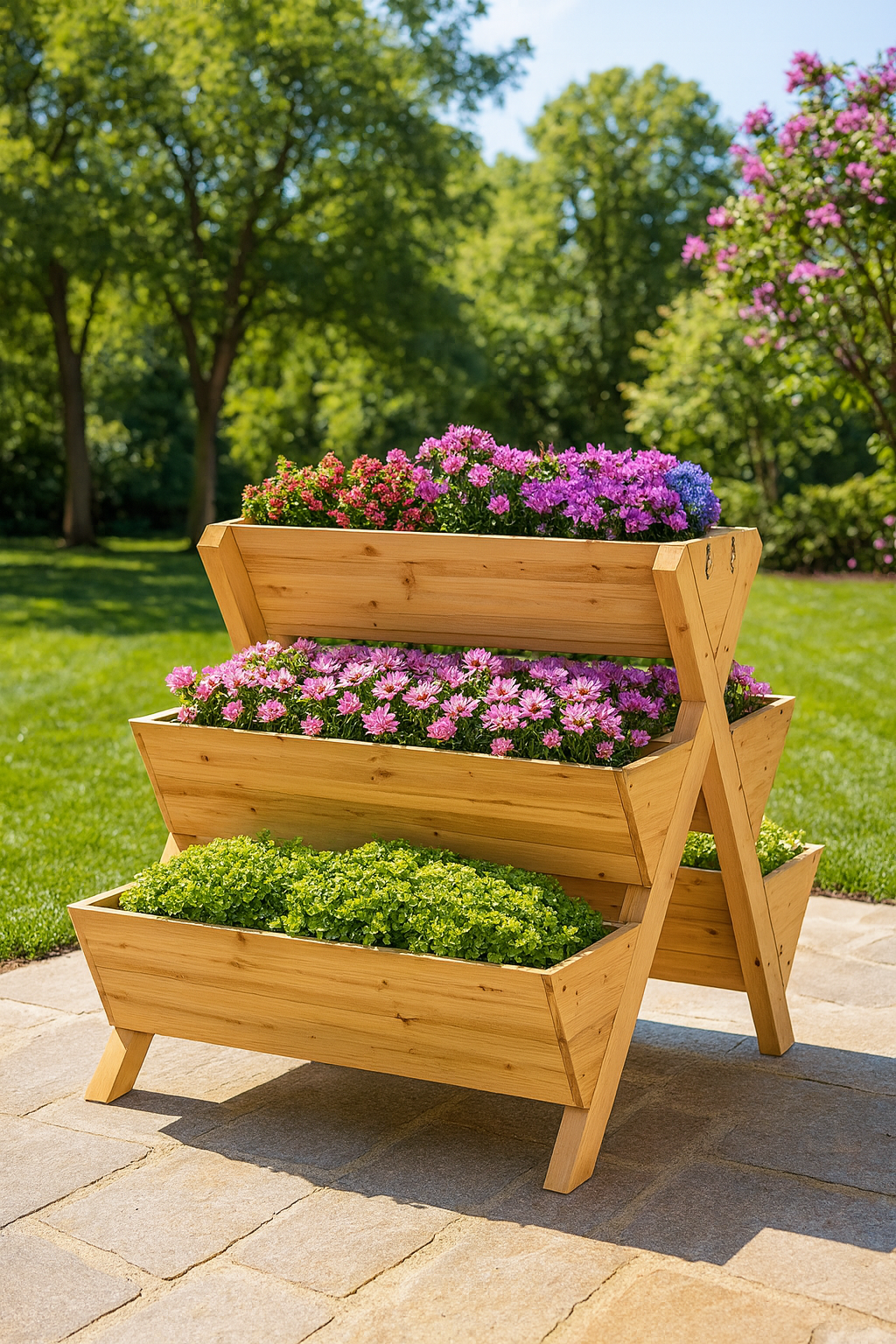 Terrassenförmiger Gartenturm aus Aster-Tannenholz