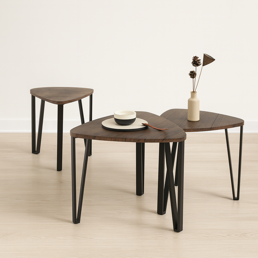 Dreieckige Beistelltische, 3er-Set