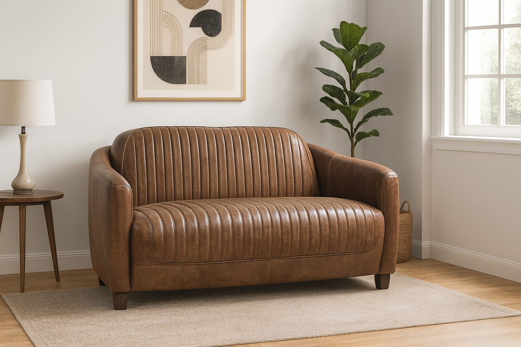 Holden Retro Zweisitzer-Sofa aus braunem Leder