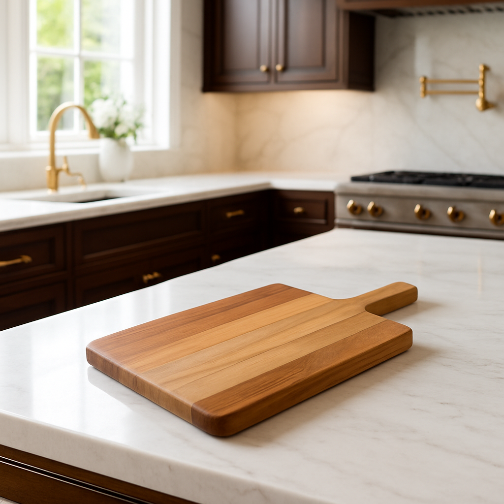 Schneidebrett mit Teakholzgriff