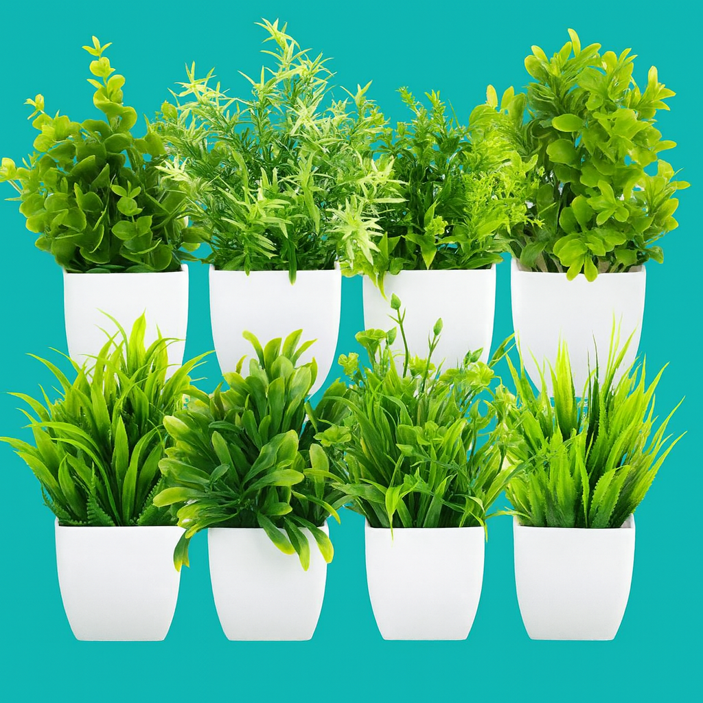 Set de 8 miniplantas Luxe Greenery: Plantas artificiales en maceta