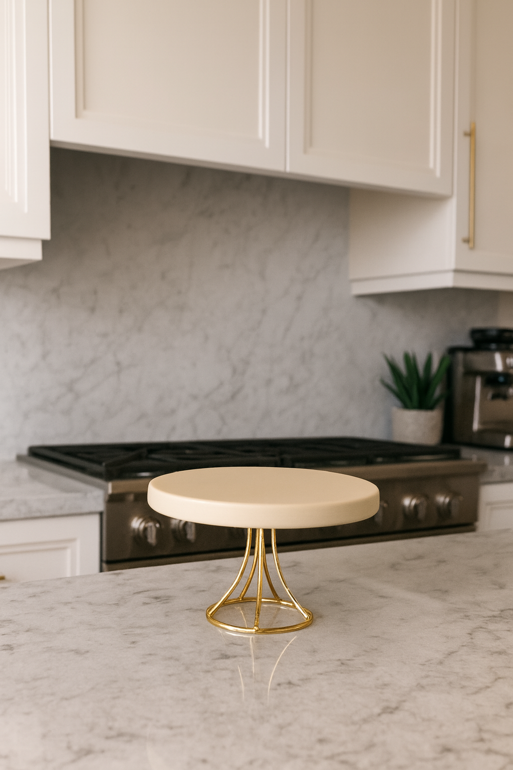 Soporte giratorio para tartas Aureline blanco y dorado