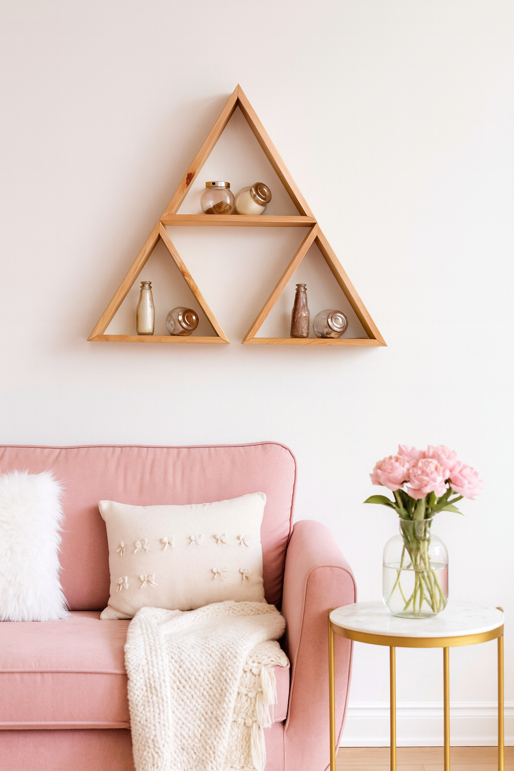 Estantes de pared de madera Arlo Trio – Juego de 3 estantes triangulares colgantes