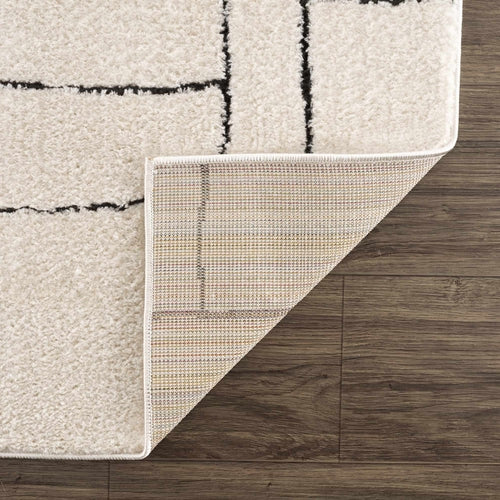 Black and White Geometric Striped Area Rug