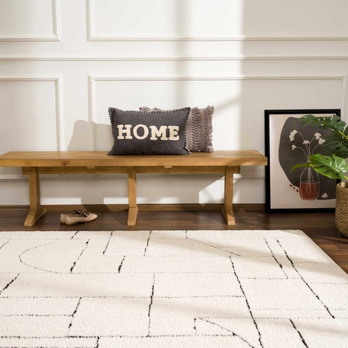 Black and White Geometric Striped Area Rug