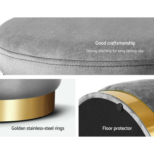 Runder Velours-Pouf-Ottomane in Anthrazit 