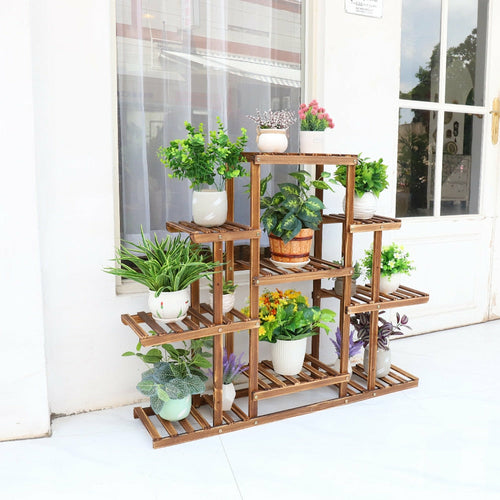Expositor de plantas de madera para interiores de 9 niveles Evergreen Loft