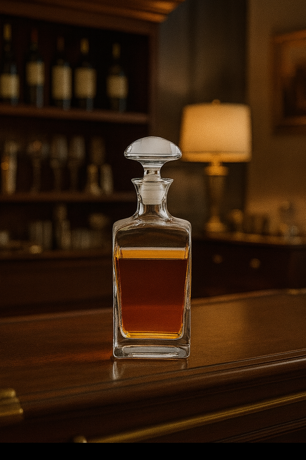 Mundgeblasene, bleifreie Kristall-Whiskykaraffe – 1 Liter Fassungsvermögen 