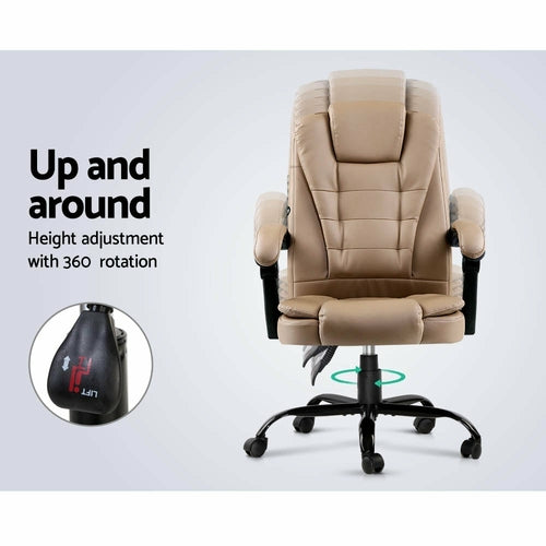 Sillón reclinable de masaje ejecutivo de cuero color espresso con terapia de doble zona