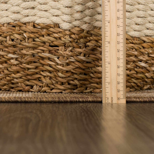 Alfombra de interior/exterior a cuadros color camello y marrón 