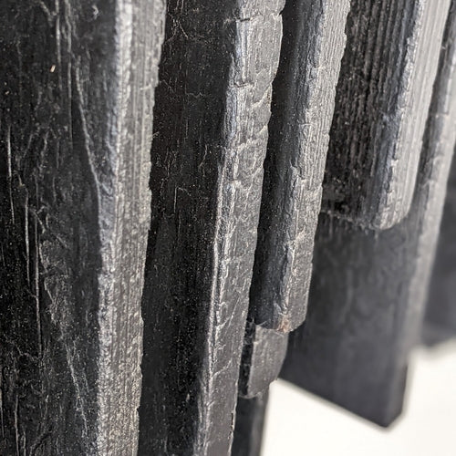 Estante flotante Skyline invertido: arte mural de madera recuperada