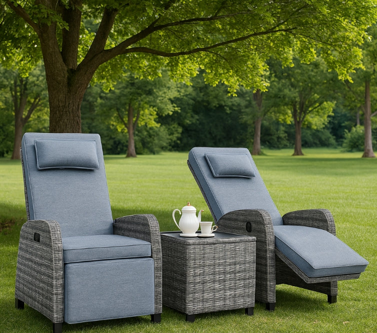 Conjunto de salón de ratán ajustable con mesa de centro para 2 personas 