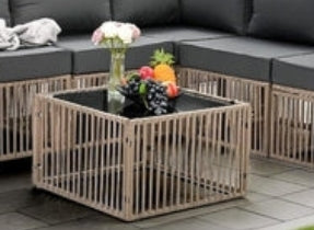 Modulares Rattan-Ecksofa-Set mit verstellbaren Ecksesseln, 7-teilig