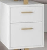 Weißer und goldener schwebender Arbeitsplatzschreibtisch