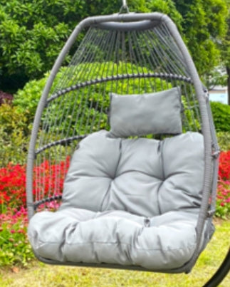 Hängesessel aus Korbgeflecht mit Gestell 