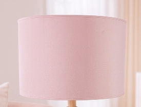 Lámpara de mesa rosa empolvado con interior dorado 