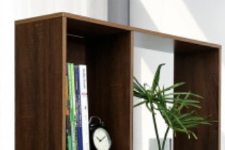 Harborline L-förmiger Arbeitsplatzschreibtisch mit modularen Regalen – Naturholz